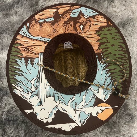 MAD Engine Straw Hat in Natural Tan and Brown Trim - Picture 4 of 5